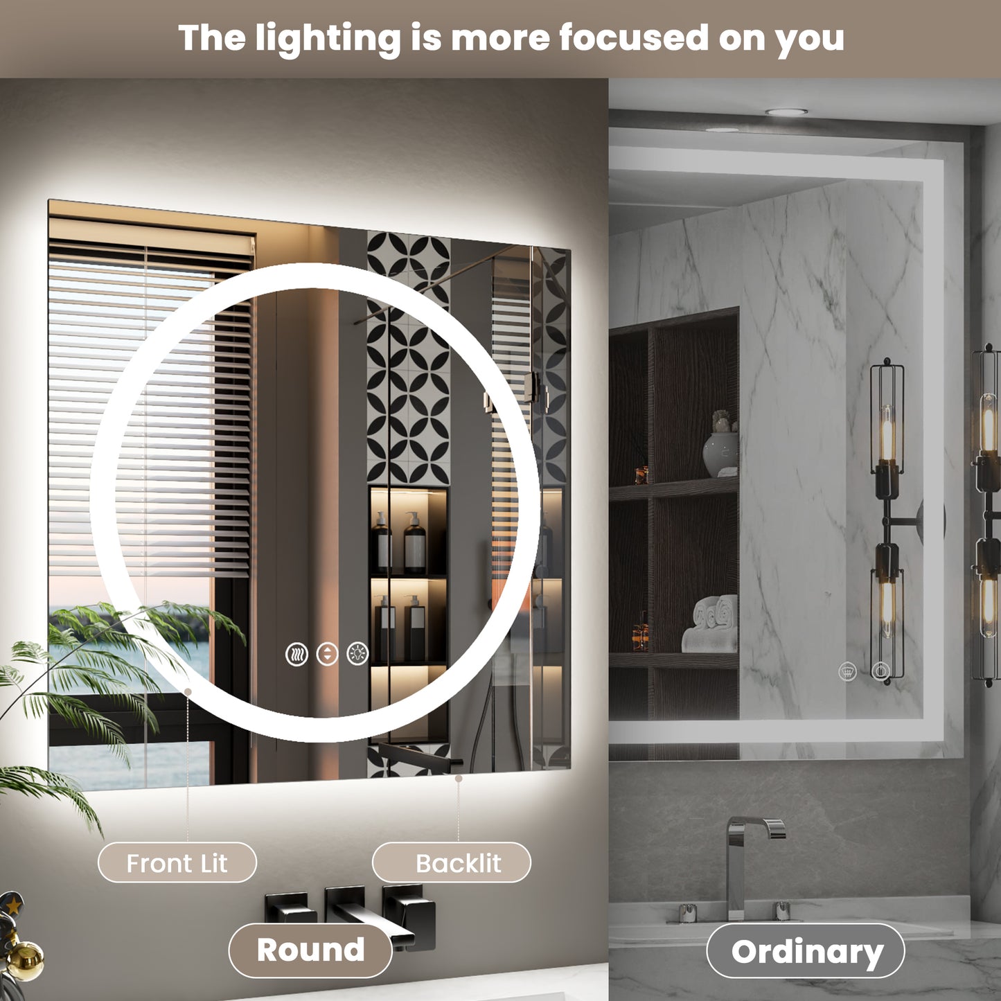 Double-layer LED Bathroom Mirror 72*36 Inch,Wall Mirrors with Anti-Fog Vanity Mirror ,Shatter-Proof,Memory Makeup Mirror with LED Lights