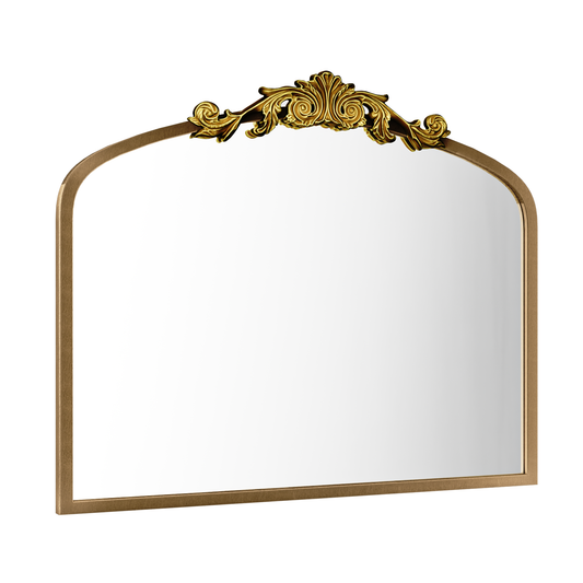 Swafrrt 36" x 30" Antique Gold Arch Mirror Vintage Wall Mirror Decor with Alumium Alloy Frame, Traditional Baroque Gold Bathroom Mirror for Wall, Tempered Glass, Hangs Vertical or Leans