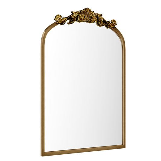Swafrrt 24" x 36" Antique Gold Arch Mirror Vintage Wall Mirror Decor with Alumium Alloy Frame, Traditional Baroque Gold Bathroom Mirror for Wall, Tempered Glass, Hangs Vertical or Leans