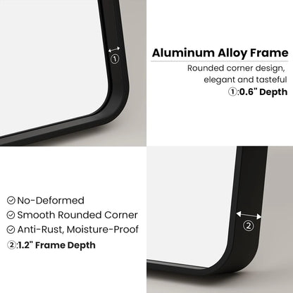 Swafrrt Black Bathroom Vanity Mirror for Wall, 24x32 inch Metal Framed Wall Mirror Rectangular with Tempered Glass, Anti-Rust, Hangs Horizontally or Vertically
