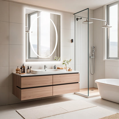 Double-layer LED Bathroom Mirror 24x36 Inch,Wall Mirrors with Anti-Fog Vanity Mirror ,Shatter-Proof,Memory Makeup Mirror with LED Lights
