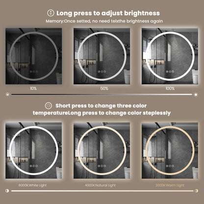 Double-layer LED Bathroom Mirror 40x32 Inch,Wall Mirrors with Anti-Fog Vanity Mirror ,Shatter-Proof,Memory Makeup Mirror with LED Lights