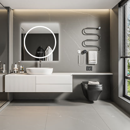 Double-layer LED Bathroom Mirror 60x32 Inch,Wall Mirrors with Anti-Fog Vanity Mirror ,Shatter-Proof,Memory Makeup Mirror with LED Lights