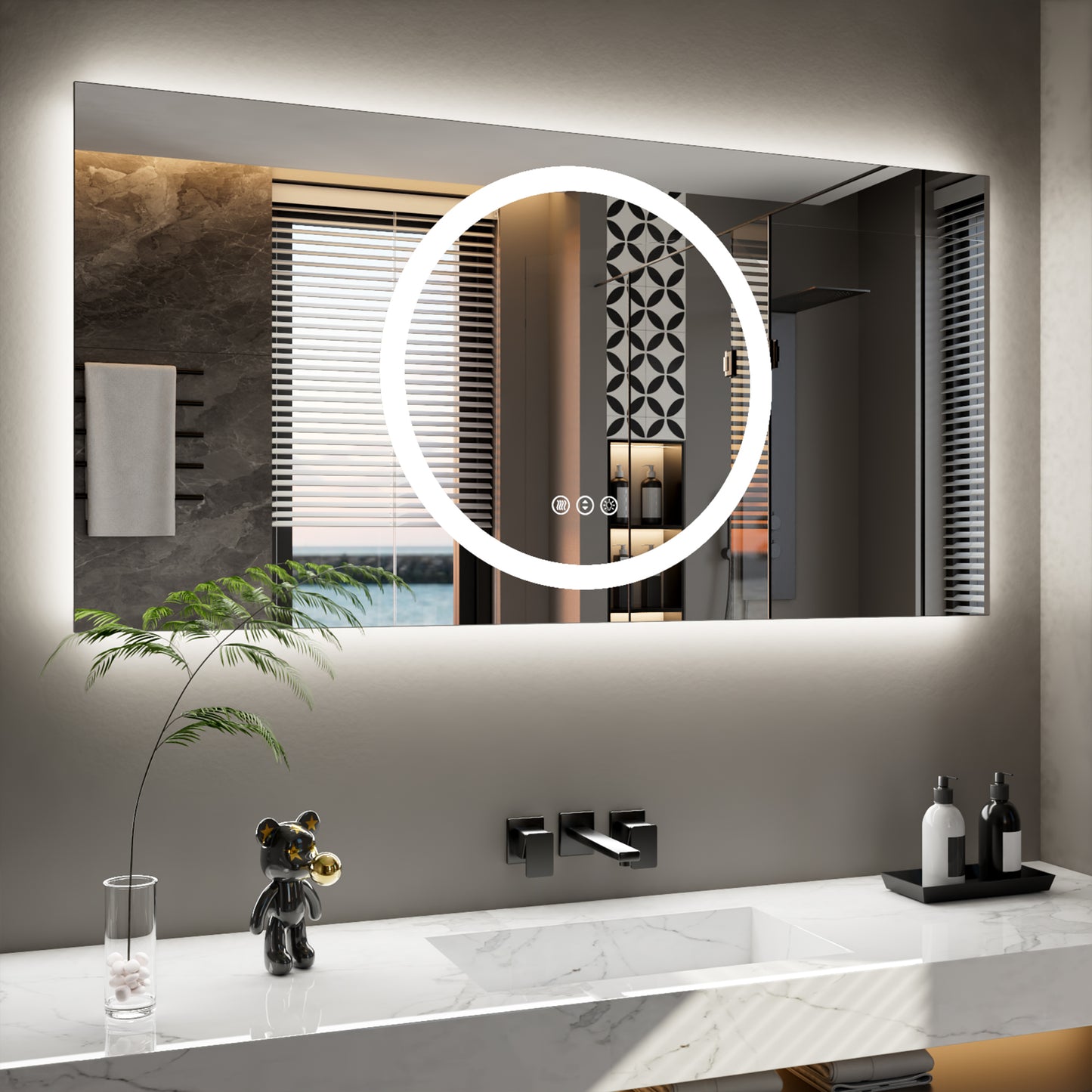 Double-layer LED Bathroom Mirror 72*36 Inch,Wall Mirrors with Anti-Fog Vanity Mirror ,Shatter-Proof,Memory Makeup Mirror with LED Lights